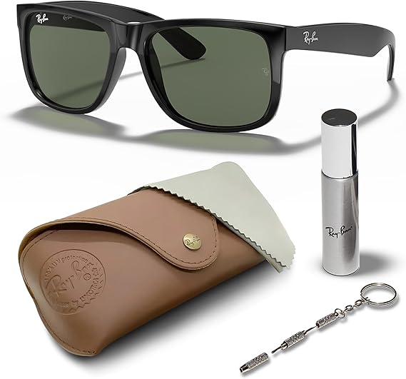 Color Mix Square Shape Sunglasses With Eyewear Kit Bundle - High Bridge Fit - Green Lens