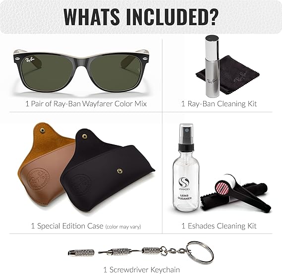 Wayfarer Color Mix Square Shape Sunglasses With Eyewear Kit Bundle