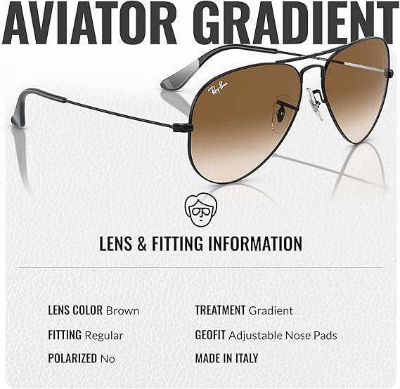 Classic Aviator Shape Sunglasses With Eyewear Kit Bundle Polished Black Frame  Brown Lens