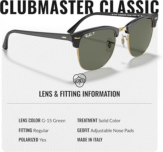 Clubmaster Classic Square Shape Sunglasses With Eyewear Kit Bundle