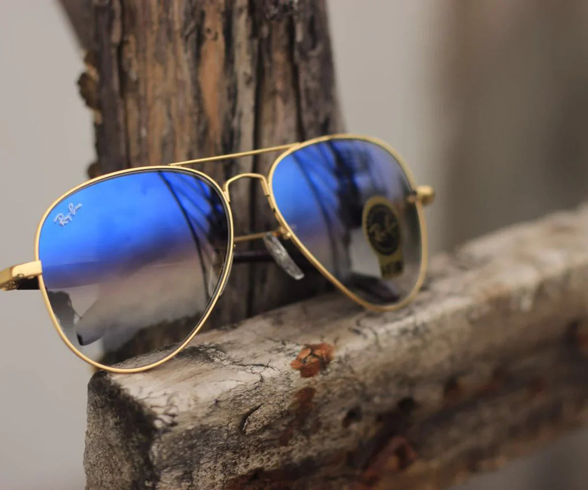 Best New Oval Model Blue Shade & Gold Unique Sunglasses
