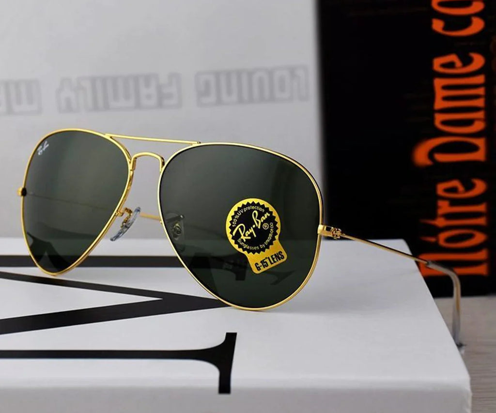 Aviator UV Protected Green & Gold Sunglasses