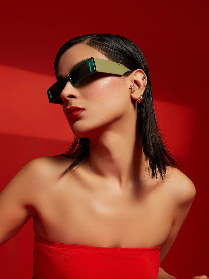 Green Rectangular Sunglass