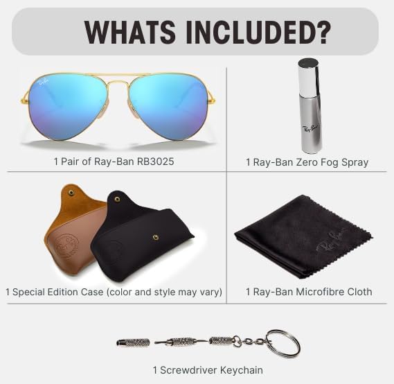 Classic Aviator Shape Sunglasses With Eyewear Kit Bundle Gold Frame Blue Flash Lens