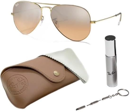 Classic Aviator Shape Sunglasses With Eyewear Kit Bundle Gold Frame Polarized Brown Lens