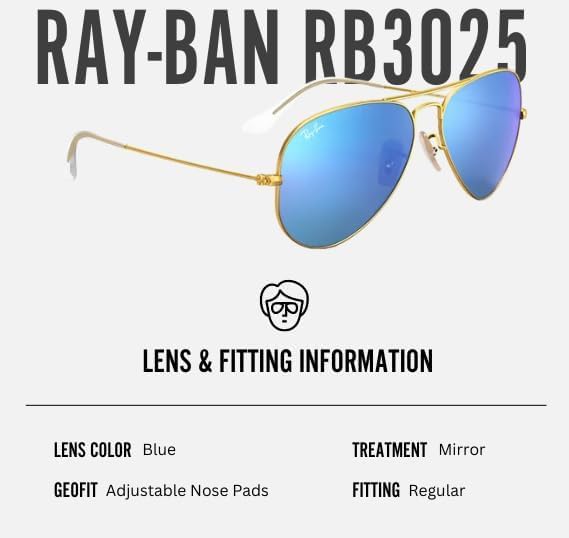 Classic Aviator Shape Sunglasses With Eyewear Kit Bundle Gold Frame Blue Flash Lens