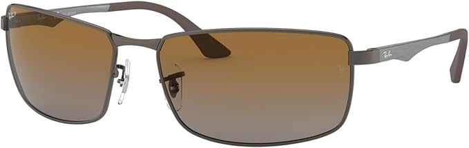 Rectangle Sunglasses With Eyewear Kit Bundle - Adjustable Nose Pads - Polarized Brown Lens
