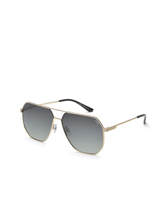 Men Green Lens & Gold-Toned Square Sunglasses