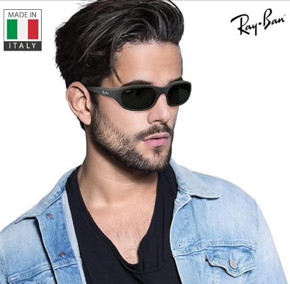 Rectangle Sunglasses With Eyewear Kit Bundle - High Bridge Fit - Retro Sunglasses Matte Black Frame  Green Lens