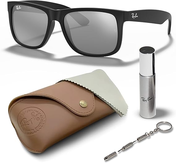Square Shape Sunglasses With Eyewear Kit Bundle - High Bridge Fit  Black Frame  Silver Lens