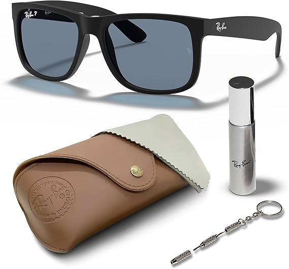 Color Mix Square Shape Sunglasses With Eyewear Kit Bundle - High Bridge Fit - Blue Mirror Lens