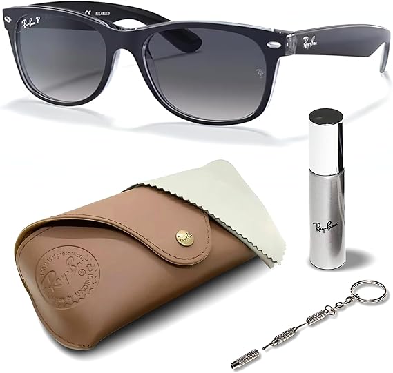 Classic Square Shape Sunglasses With Eyewear Kit Bundle  Square Sunglasses Matte Blue Frame Polarized Blue Gradient Lens