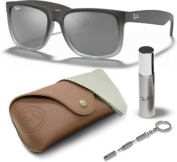 Square Shape Sunglasses With Eyewear Kit Bundle - High Bridge Fit  Grey Gradient Lens