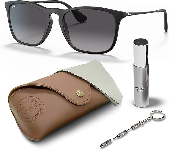 Shape Sunglasses With Eyewear Kit Bundle - High Bridge Fit -  Light Grey Gradient Lens