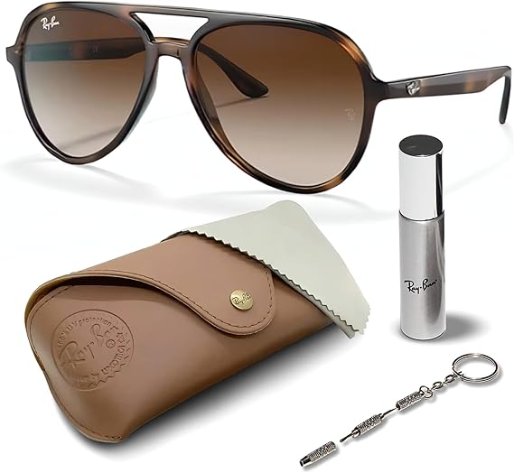Pilot Shape Sunglasses for Men and Women With Eyewear Kit Bundle - Brown Gradient Lens