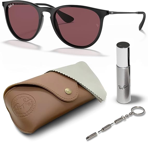 Classic Phantos Shape Sunglasses With Eyewear Kit Bundle - High Bridge Fit -  Purple Lens