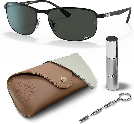 Polarized Sunglasses With Eyewear Kit Bundle Casual Wear Square Sunglasses matter black