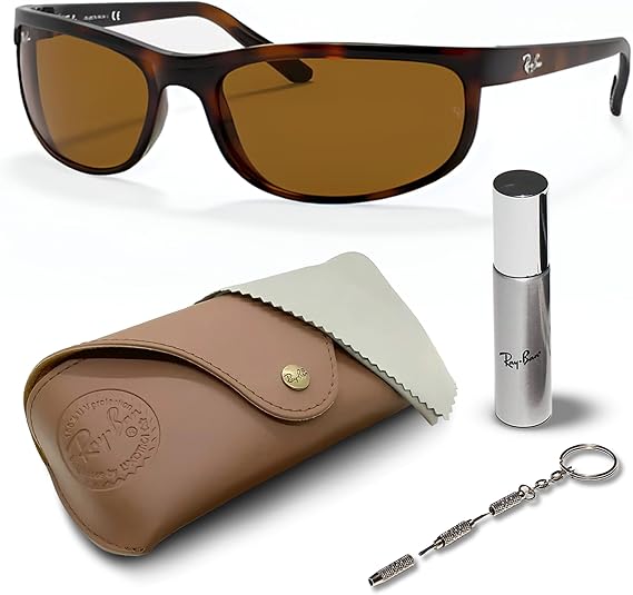 Rectangle Sunglasses With Eyewear Kit Bundle - High Bridge Fit -Polarized Grey Lens