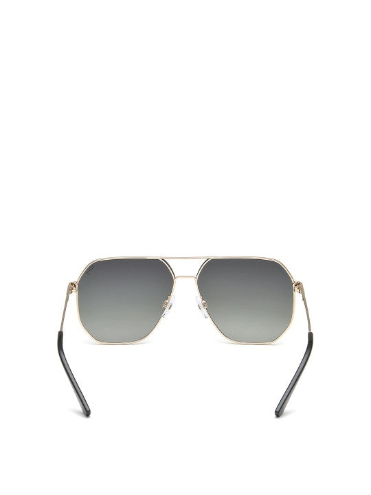 Men Green Lens & Gold-Toned Square Sunglasses