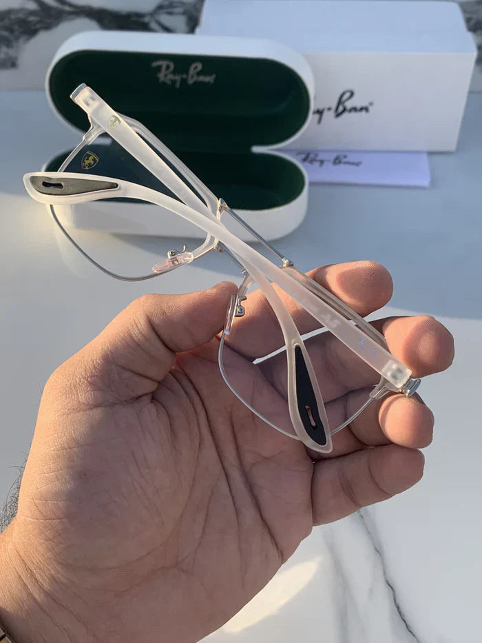 METAL WHITE BLUE CUT UV-400 SUNGLASSES