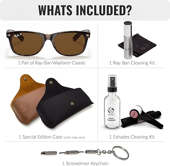 Classic Square Shape Sunglasses With Eyewear Kit Bundle