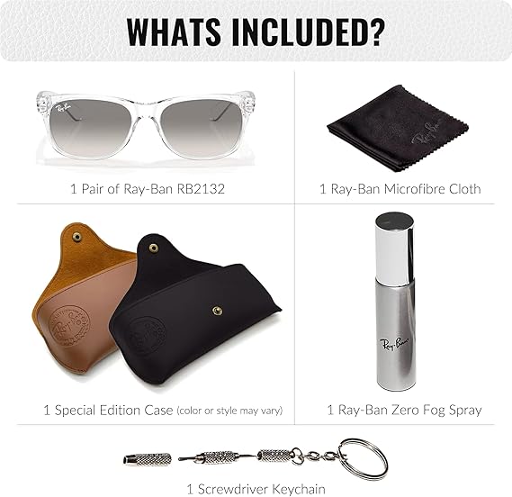 Classic Square Shape Sunglasses With Eyewear Kit Bundle Square Sunglasses  Polished Transparent Frame  Clear Grey Lens