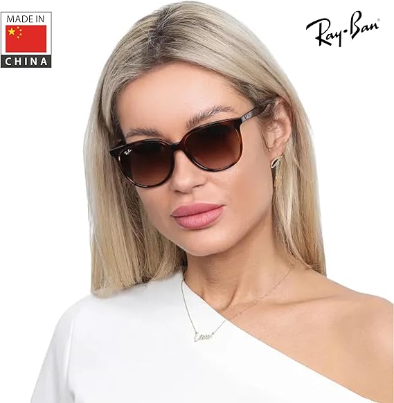 Sunglasses With Eyewear Kit Bundle - High Bridge Fit - Square Sunglasses Polished Havana Frame  Gradient Brown Lens