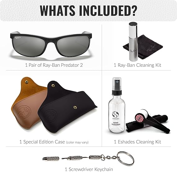 Rectangle Sunglasses With Eyewear Kit Bundle - High Bridge Fit - Retro Sunglasses Polished Dark Havana Frame