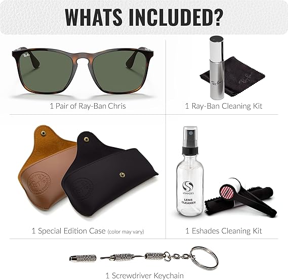 Square Shape Sunglasses With Eyewear Kit Bundle - High Bridge Fit - Dark Green Lens