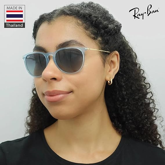 Phantos Shape Sunglasses With Eyewear Kit Bundle - High Bridge Fit - Light Blue Frame  GreyBlue Lens