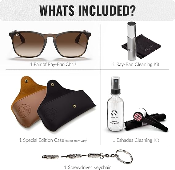Square Shape Sunglasses With Eyewear Kit Bundle - High Bridge Fit - Brown Gradient Lens