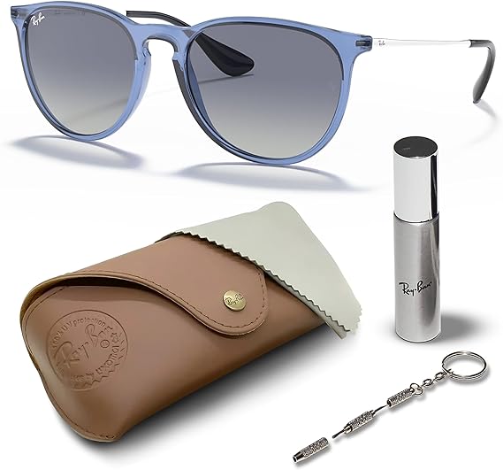 Phantos Shape Sunglasses With Eyewear Kit Bundle - High Bridge Fit -  Blue Frame  Blue Gradient Lens