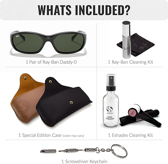 Rectangle Sunglasses With Eyewear Kit Bundle - High Bridge Fit