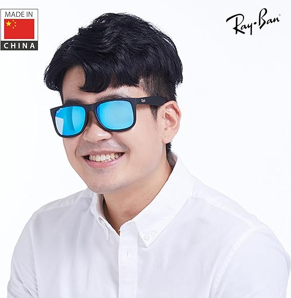 Color Mix Square Shape Sunglasses With Eyewear Kit Bundle Black Frame  Blue Mirror Lens