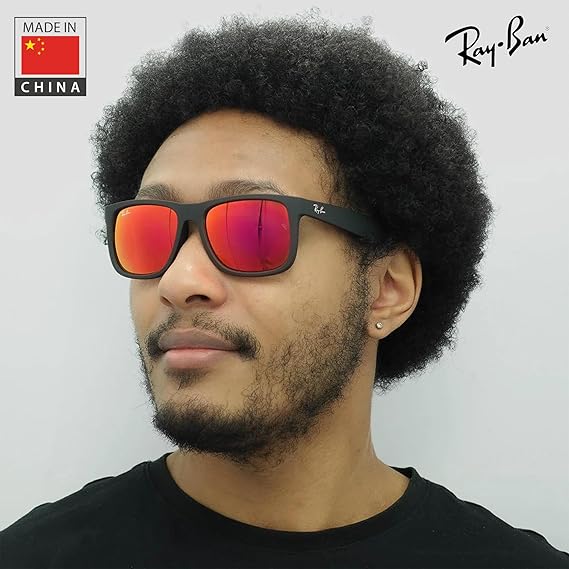 Color Mix Square Shape Sunglasses With Eyewear Kit Bundle Black Frame Red Mirror Lens