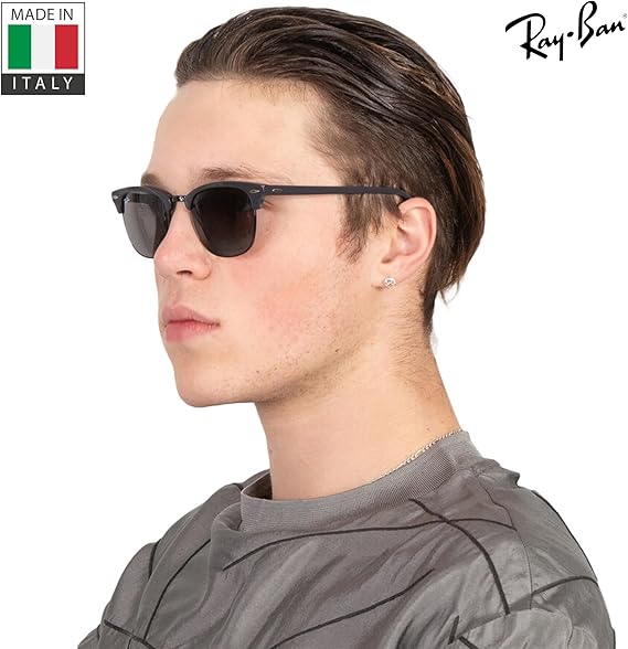 Clubmaster Classic Square Shape Sunglasses With Eyewear Kit Bundle Black Frame  Dark Grey Lens