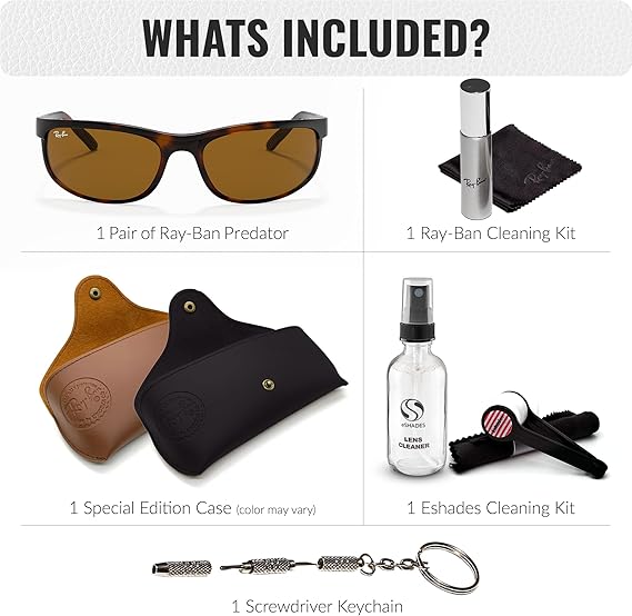 Rectangle Sunglasses With Eyewear Kit Bundle - High Bridge Fit -Polarized Grey Lens