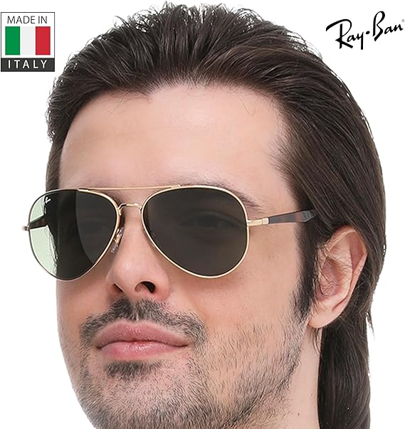 Aviator Shape Sunglasses With Eyewear Kit BundleGold Frame Green Lens