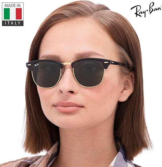 Clubmaster Classic Square Shape Sunglasses With Eyewear Kit Bundle  Green Lens