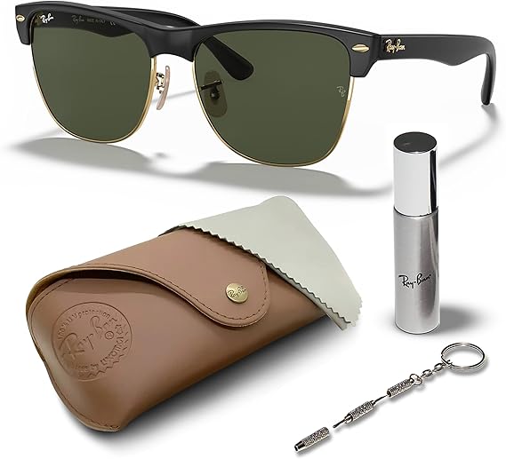 Oversized Square Shape Sunglasses With Eyewear Kit Bundle - High Bridge Fit - green solid color