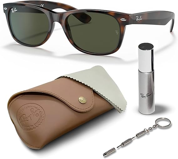 Classic Square Shape Sunglasses With Eyewear Kit Bundle - High Bridge Fit - Square Sunglasses Polished Tortoise Frame