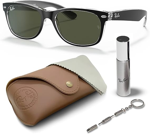 Wayfarer Color Mix Square Shape Sunglasses With Eyewear Kit Bundle - High Bridge Fit - Green Lens
