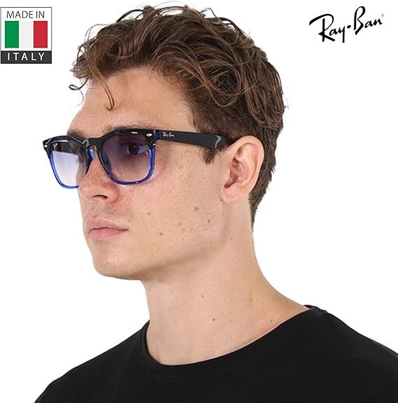 Square Shape Sunglasses With Eyewear Kit Bundle - High Bridge Fit - Blue Frame  Blue Lens