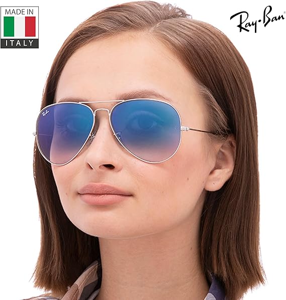 Classic Aviator Shape Sunglasses With Eyewear Kit Bundle  Gold Frame Light Blue Lens