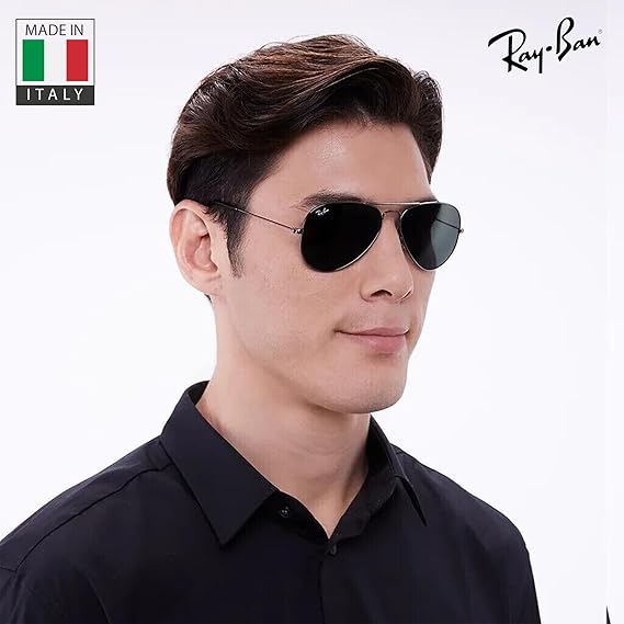 Classic Aviator Shape Sunglasses With Eyewear Kit Bundle  Polished Gunmetal Frame Green Lens