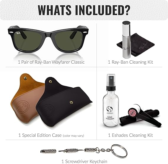 Wayfarer Classic Square Shape Sunglasses With Eyewear Kit Bundle Solid green color