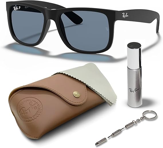 Color Mix Square Shape Sunglasses With Eyewear Kit Bundle Polarized Dark Blue Lens