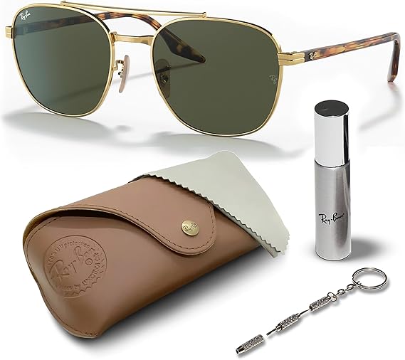 Square Shape Sunglasses With Eyewear Kit Bundle havena vintage polished gold
