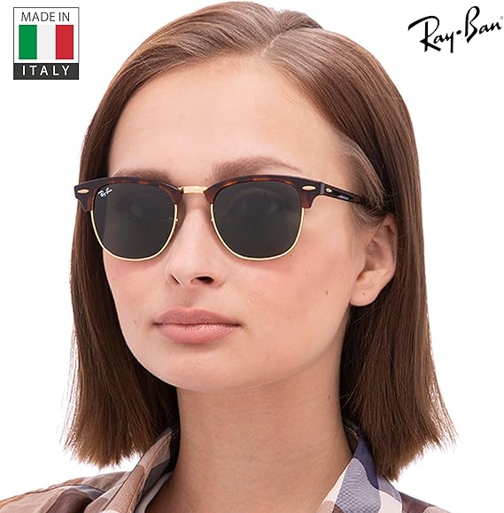 Clubmaster Classic Square Shape Sunglasses With Eyewear Kit Bundle Gold Frame Green Lens