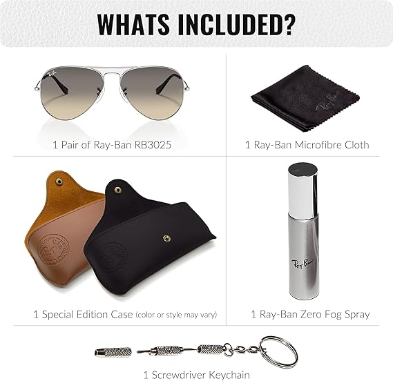 Classic Aviator Shape Sunglasses With Eyewear Kit Bundle Silver Frame Grey Gradient Lens